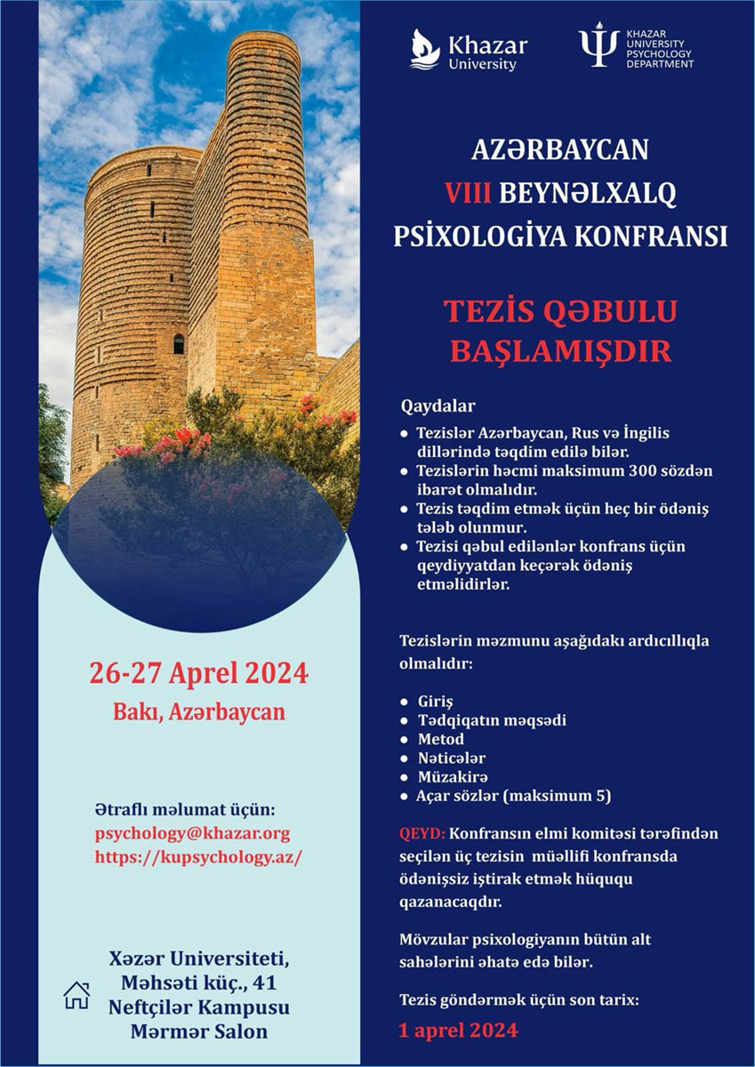 Azərbaycan VIII Beynəlxalq Psixologiya konfransı keçiriləcək