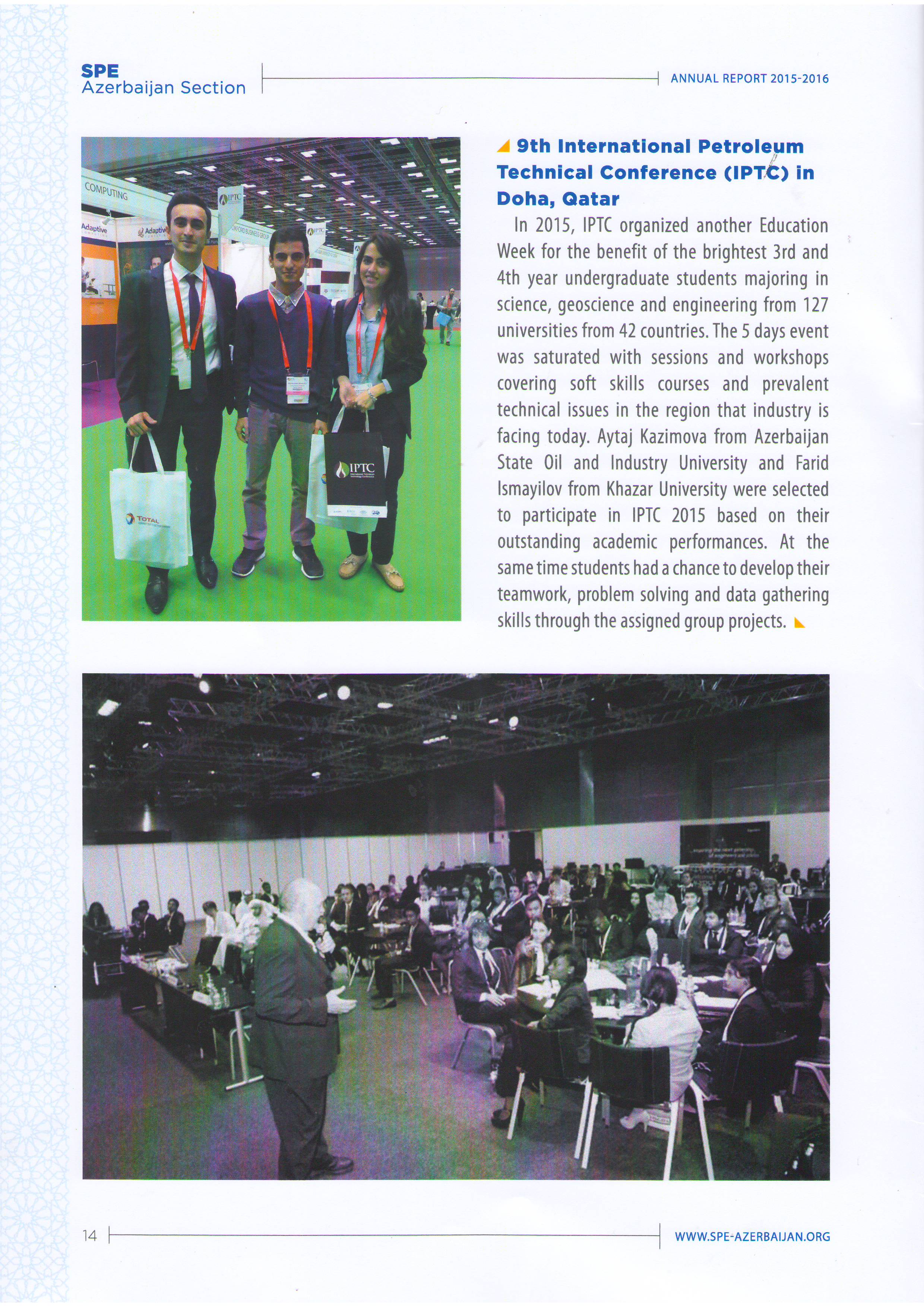 Article about Student’s Participation in International Conference in SPE Annual Report