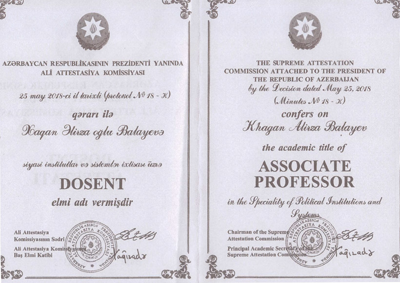 Lecturer of the Department of History and Archeology was awarded Associate Professor Diploma