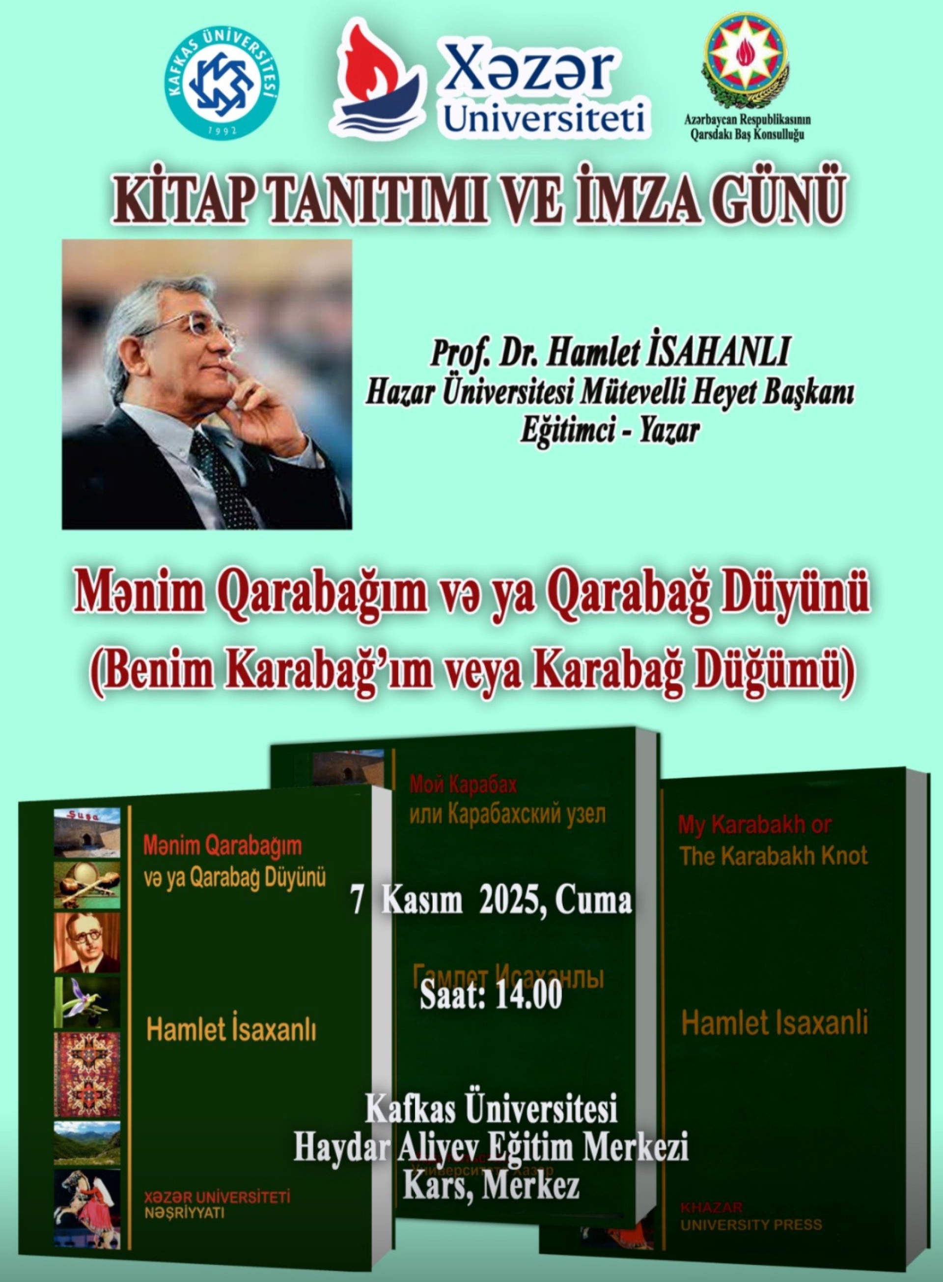 Book Presentation of Hamlet Isakhanli's "My Karabakh or the Karabakh Knot" to Be Held in Kars, Republic of Türkiye