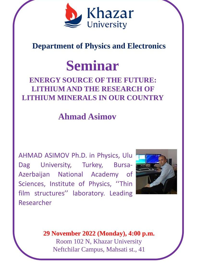 A seminar on "Energy source of the future: Lithium and the research of lithium minerals in our country" to be held