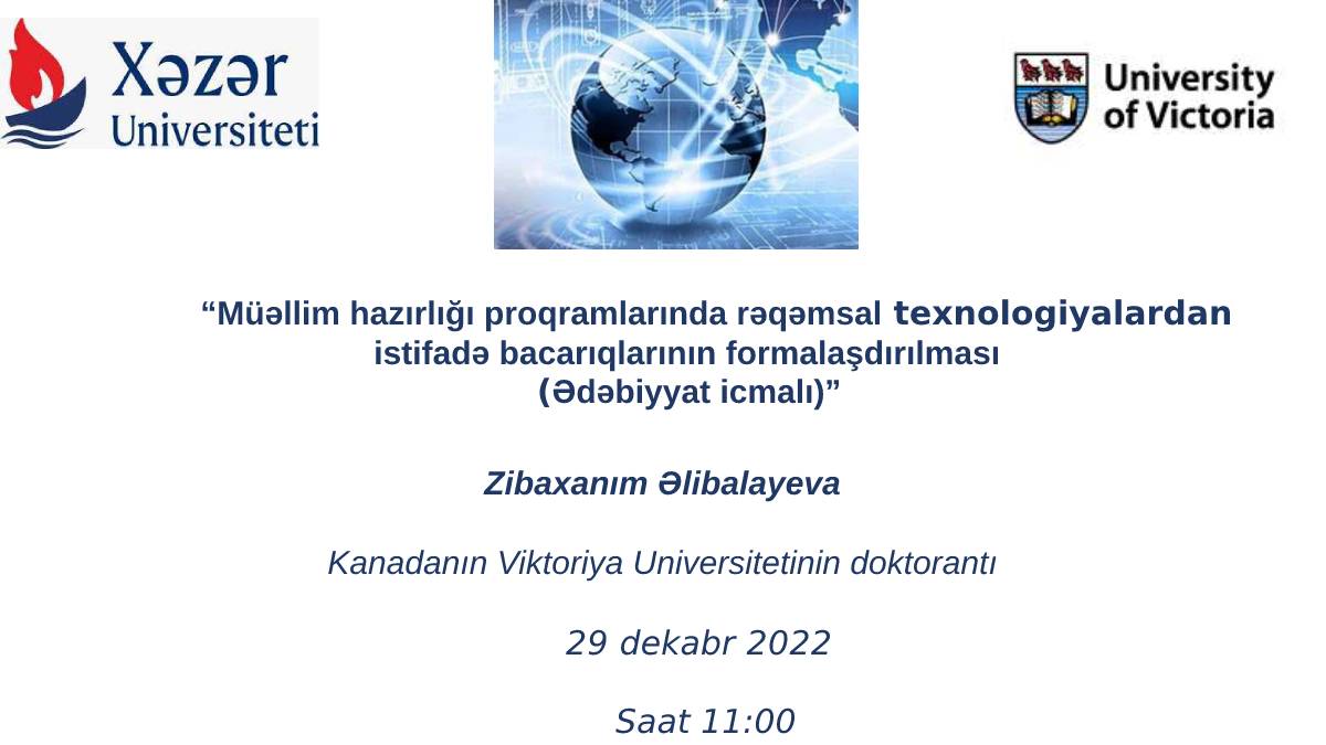 A seminar by PhD student of University of Victoria to be held