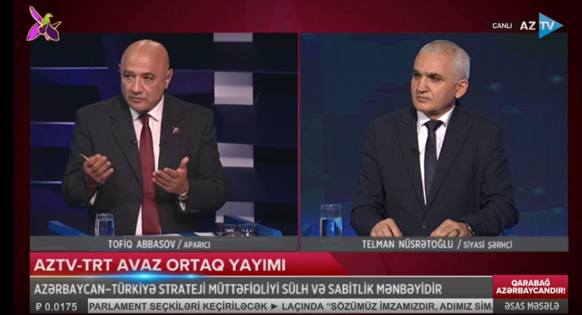Head of the Department of History and Archaeology, Telman Nusratoghlu, in TRT-AZTV joint broadcast