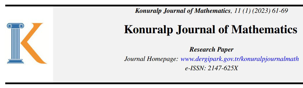 Article by Professor of the Department of Mathematics in “Konuralp Journal of Mathematics”