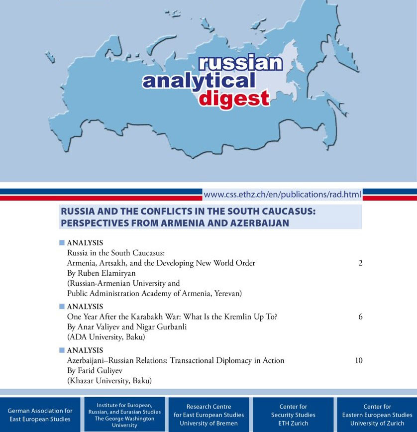 Article by Head of Political Science and Philosophy Department Farid Guliyev Published in Russian Analytical Digest