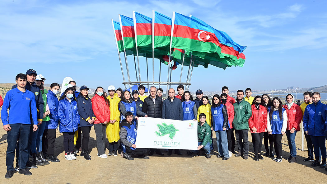 Khazar's foreign students in a tree-planting campaign under the motto "From Victory to Green Thought"