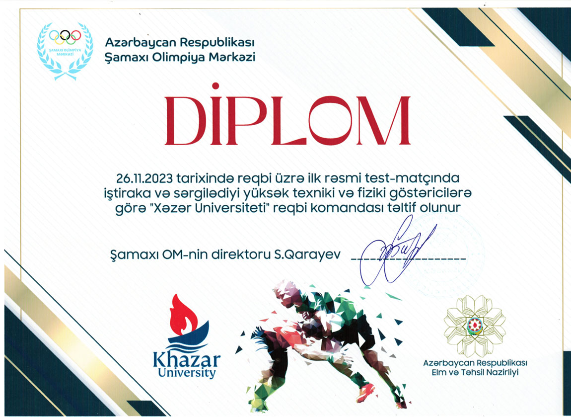 Khazar University Rugby Team Receives Diploma