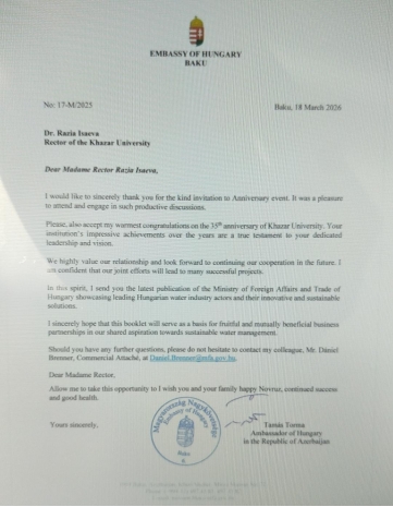 Xəzər universitetinə 35 illik yubileyi münasibətilə təbrik