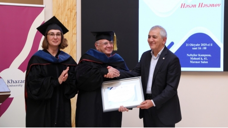 Honorary Doctorate Diploma of Khazar University Presented to Prominent Statesman and Scholar Hasan Hasanov